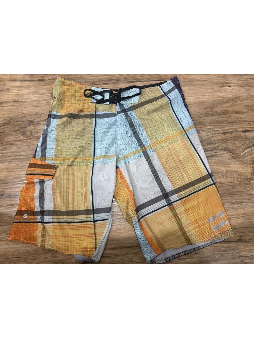 Billabong Platinum X Zero Gravity Stretch Board Shorts Mens 34 Plaid Surf Swim